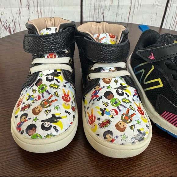 New Balance & Monkey Feet Black Sneakers High-Top Style for toddlers 18-24 - Picture 2 of 16